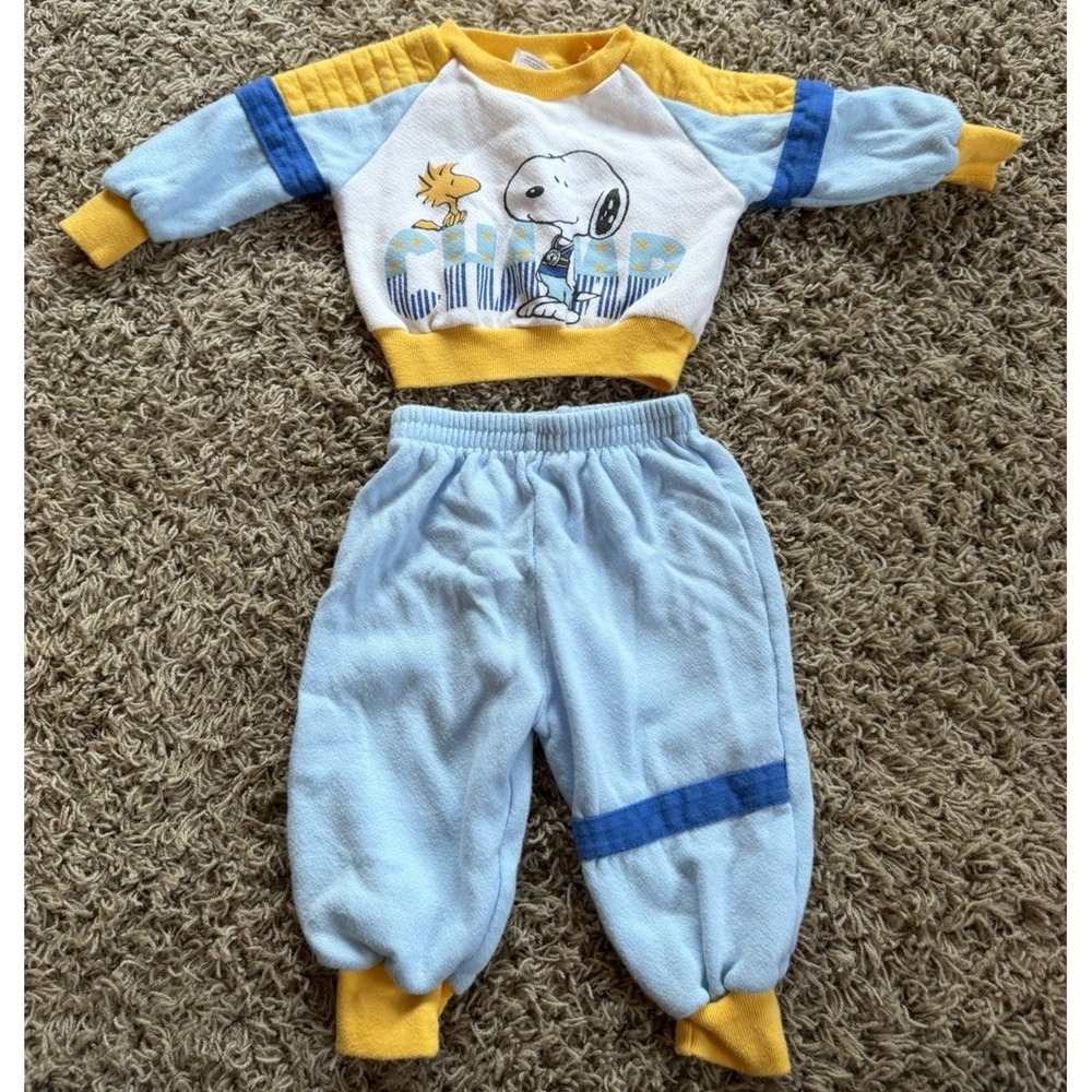 Vintage 80s Snoopy Buster Brown 2 Pc Set 9-12 Months